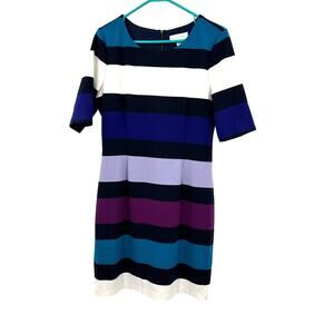 Jessica Simpson Size 8 Dress Blue Half Sleeve Sheath Back Zip‎ Chunky Stripe